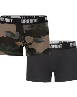 Brandit logo bokserit 2-pack - Camo & Musta