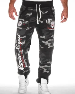 Naval collegehousut - Musta Camo/Valkoinen