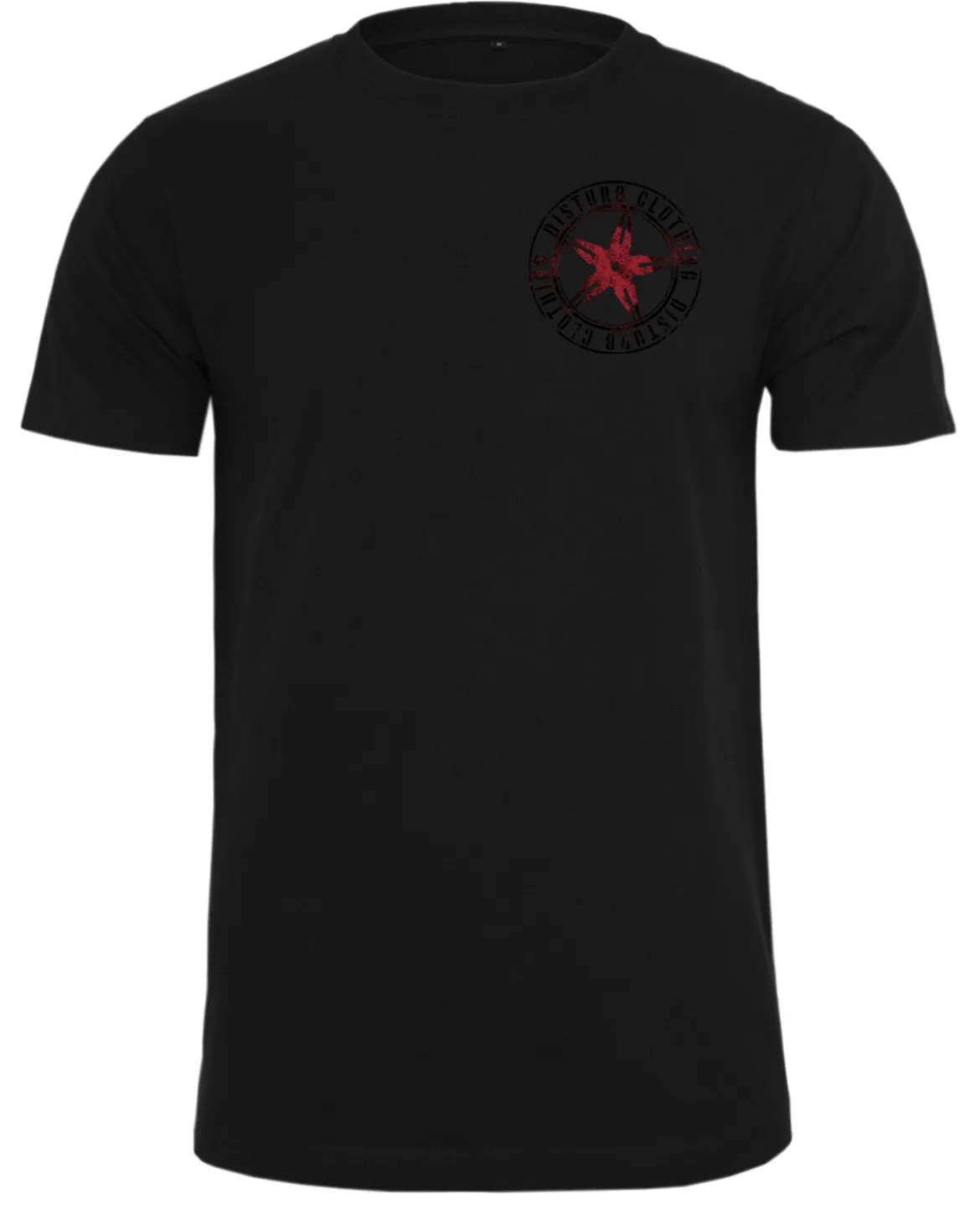 Red throwing star chest t-paita - Musta