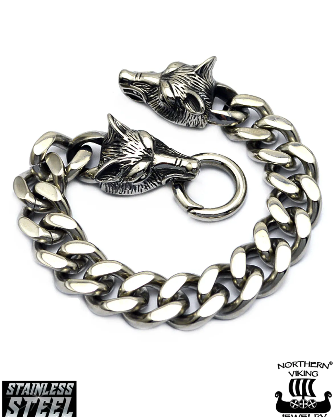 Steel Chain Wolf Head rannekoru - Teräs